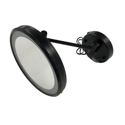 Espelho Preto Mate extensível de Aumento 3x Com Iluminação LED